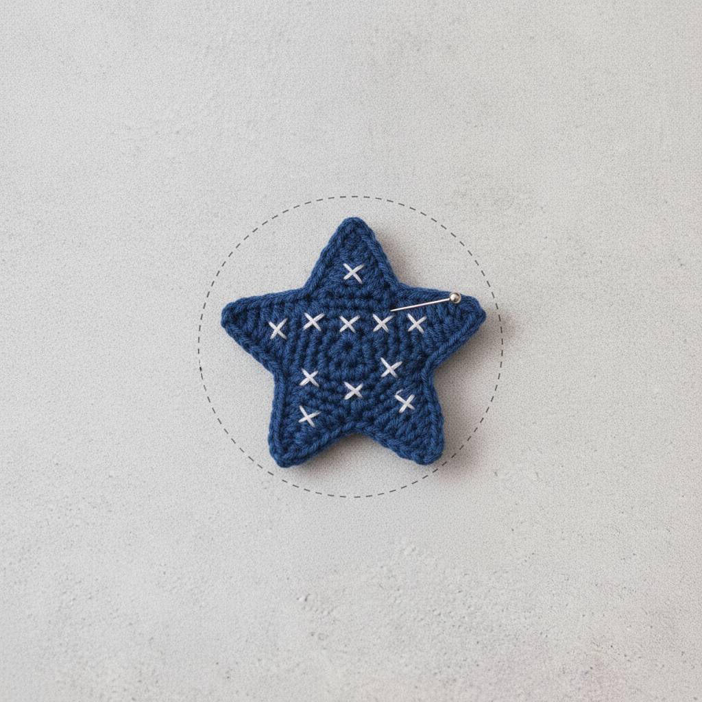 American Flag Crochet Keychain (Star) assembly step 1