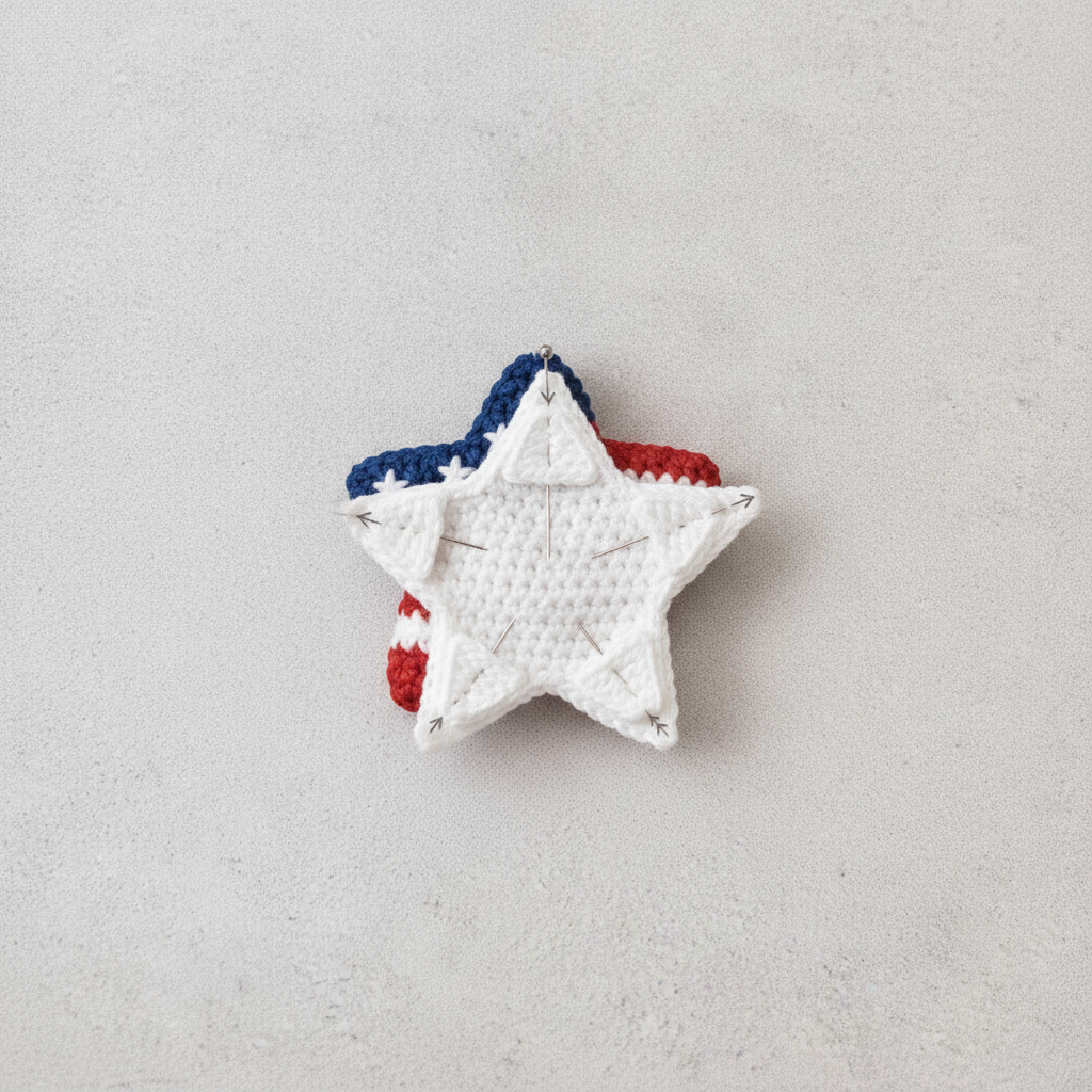 American Flag Crochet Keychain (Star) assembly step 3