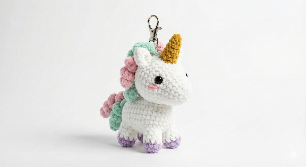 Unicorn Amigurumi Crochet Pattern – Chibi Pastel Keychain (PDF)