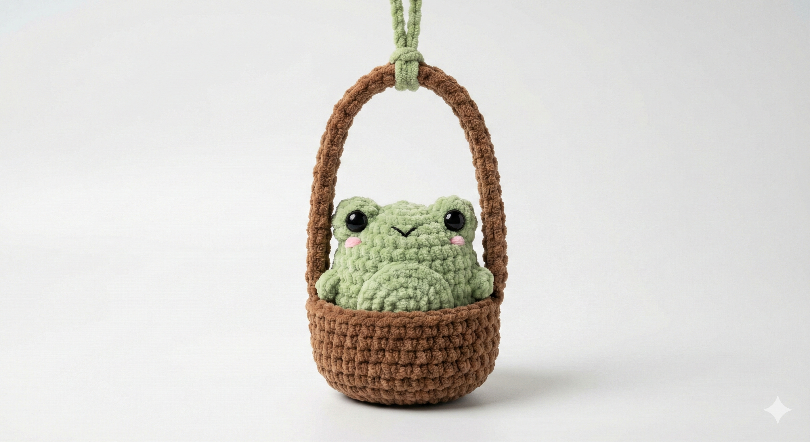 Frog in Basket Car Hanger – No-Sew Amigurumi Crochet Pattern PDF