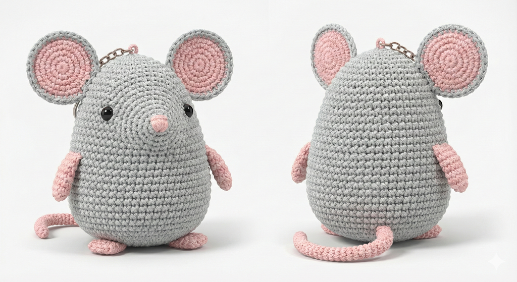 Chubby Mouse Keychain Amigurumi Crochet Pattern – Digital PDF