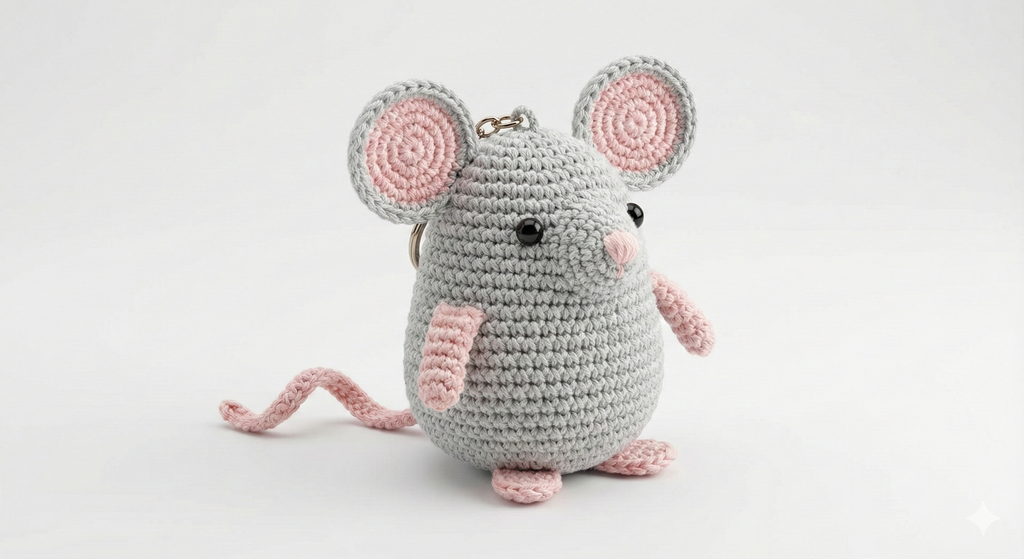 Chubby Mouse Keychain Amigurumi Crochet Pattern – Digital PDF