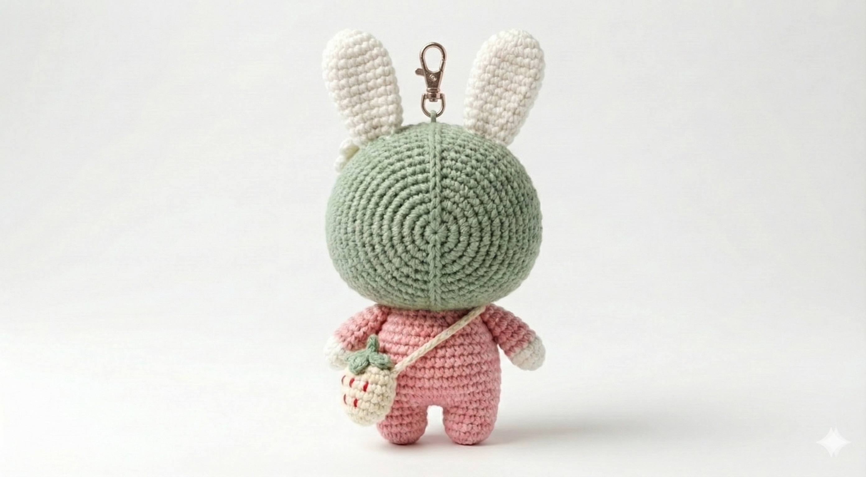 Chibi Bunny Amigurumi Keychain Pattern – Matcha Strawberry Bunny (PDF Crochet Pattern)
