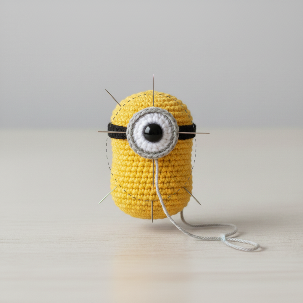 One-eyed Short Buddy with Embroidered Hair assembly step 3
