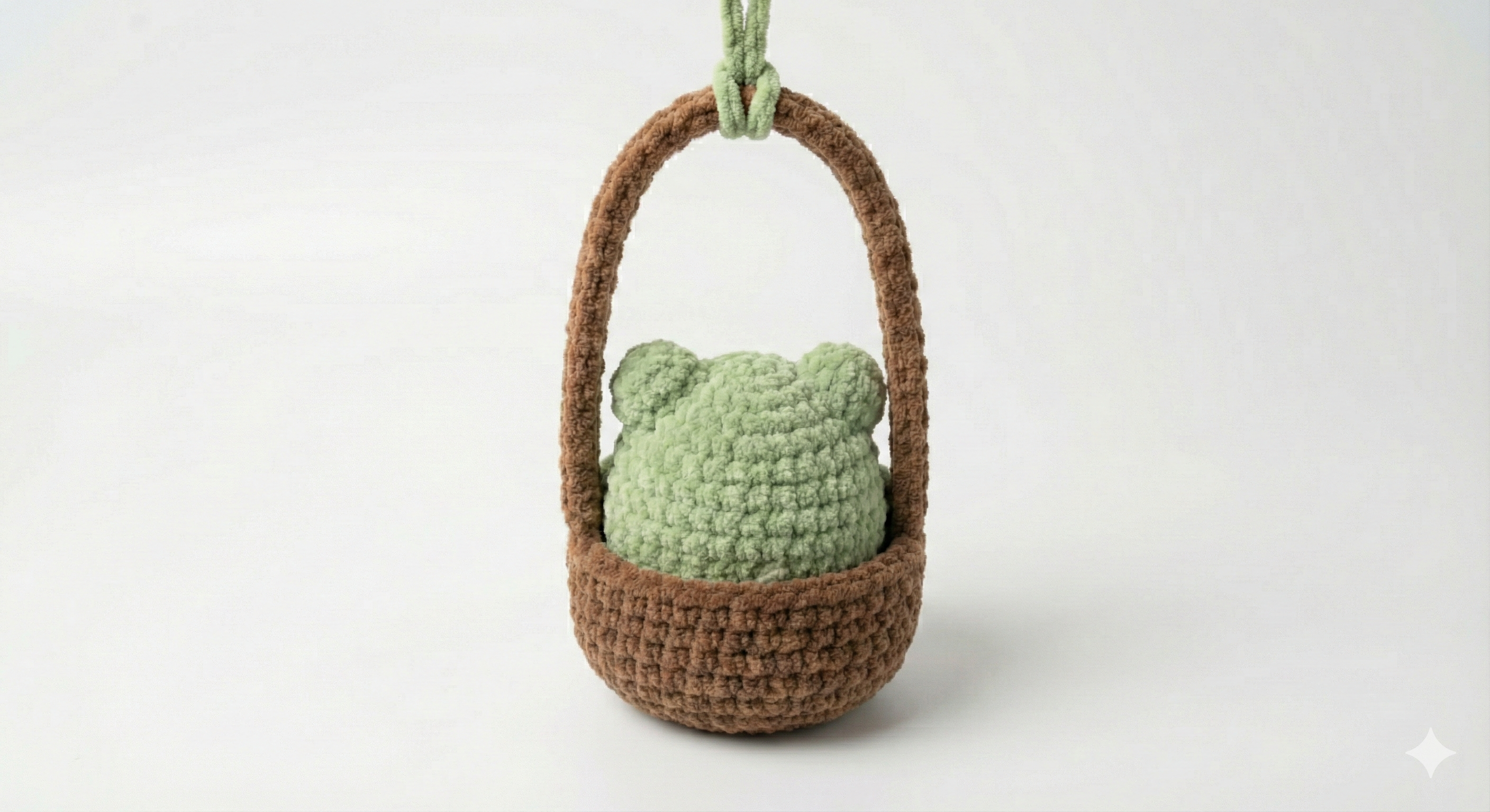 Frog in Basket Car Hanger – No-Sew Amigurumi Crochet Pattern PDF
