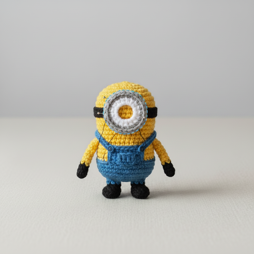 Short One-Eyed Yellow Character with Hair Lines assembly step 6