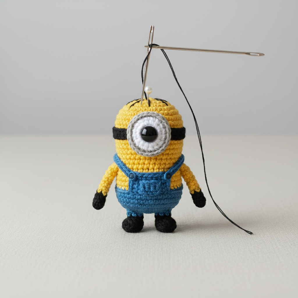 Short One-Eyed Yellow Character with Hair Lines assembly step 8