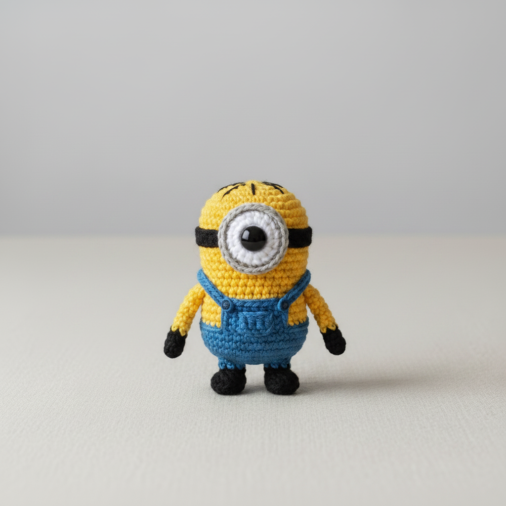 Short One-Eyed Yellow Character with Hair Lines Image