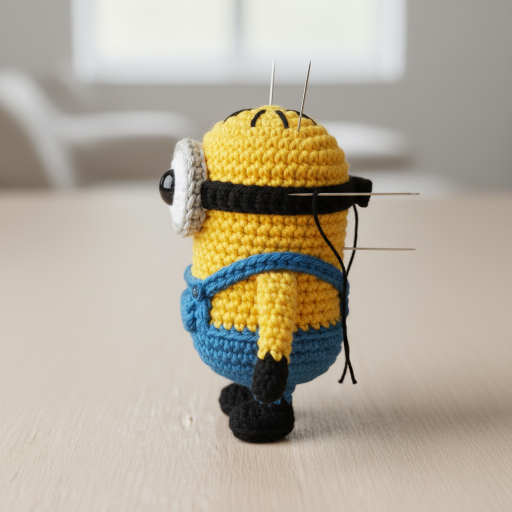 Short Two-Eyed Yellow Amigurumi assembly step 12