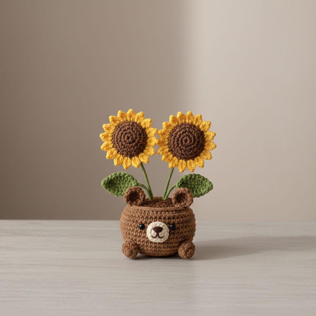 Sunflower bear pot Image
