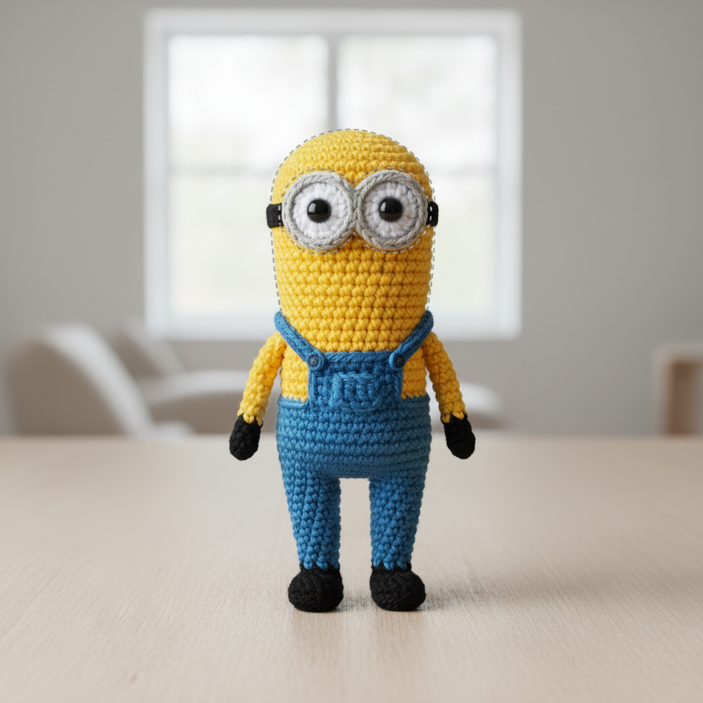 Tall Two-Eyed Yellow Amigurumi with Hair Tuft assembly step 9