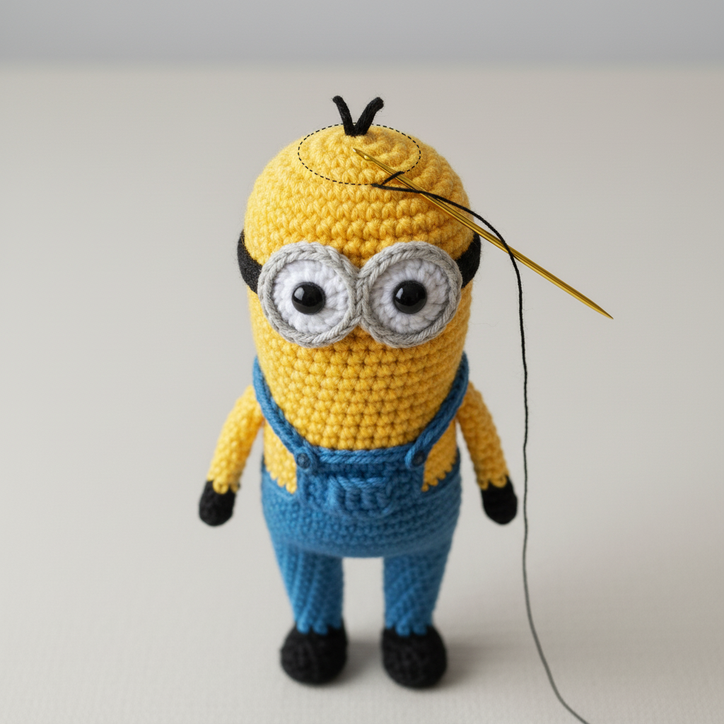 Tall Two-Eyed Yellow Character with Hair Tuft assembly step 7