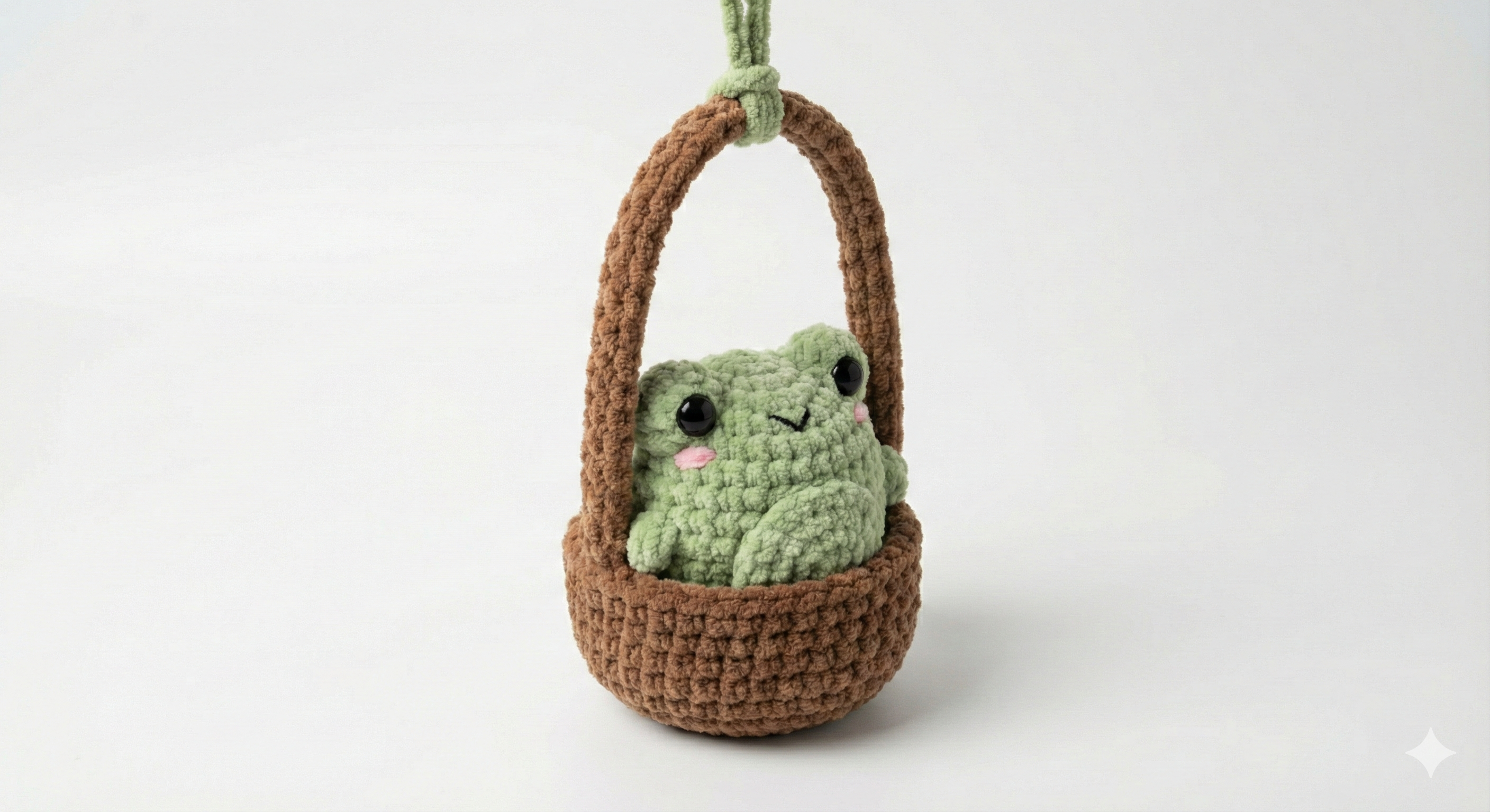 Frog in Basket Car Hanger – No-Sew Amigurumi Crochet Pattern PDF
