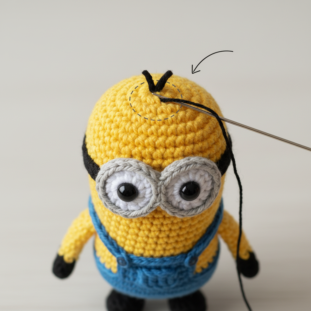 Two-eyed Tall Buddy with Hair Tuft assembly step 11