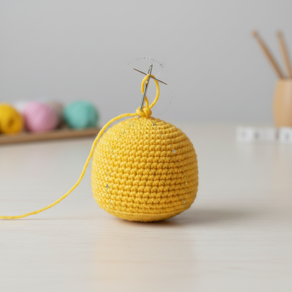 Yellow Buddy (Short, One Eye, Hair Embroidery) assembly step 1