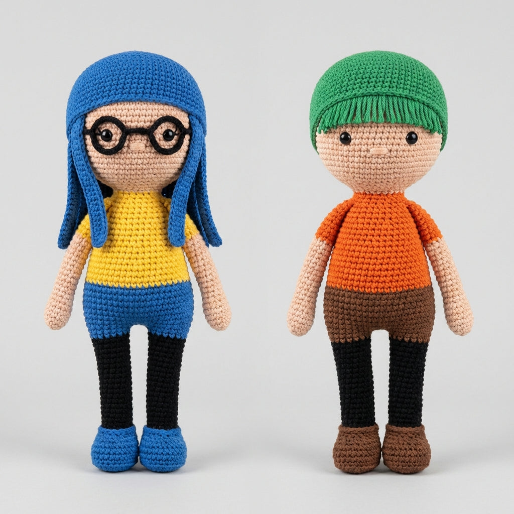 Cute Couple Doll Crochet Pattern Bundle PDF (2 Dolls) Image