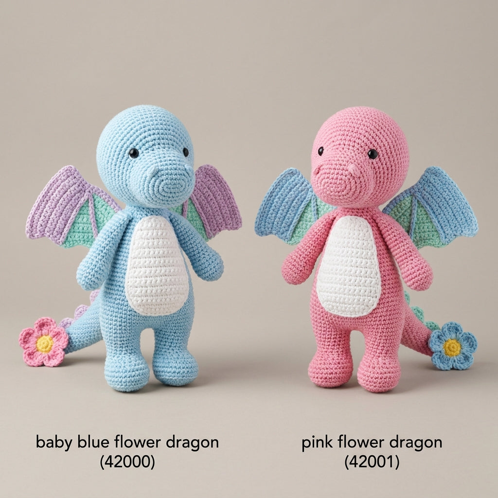 Cute Flower Dragon Amigurumi Crochet Pattern Bundle PDF Image