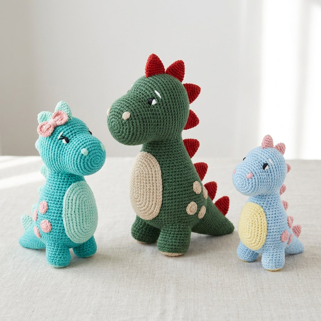 Dino Family Amigurumi Crochet Pattern Bundle (PDF) Image