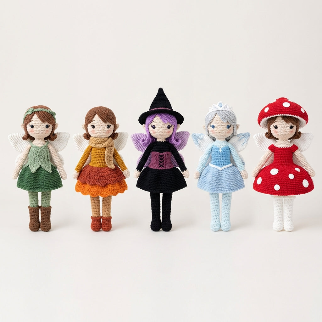 Fantasy Fairy Dolls Crochet Pattern Bundle - 5 PDF Designs Image