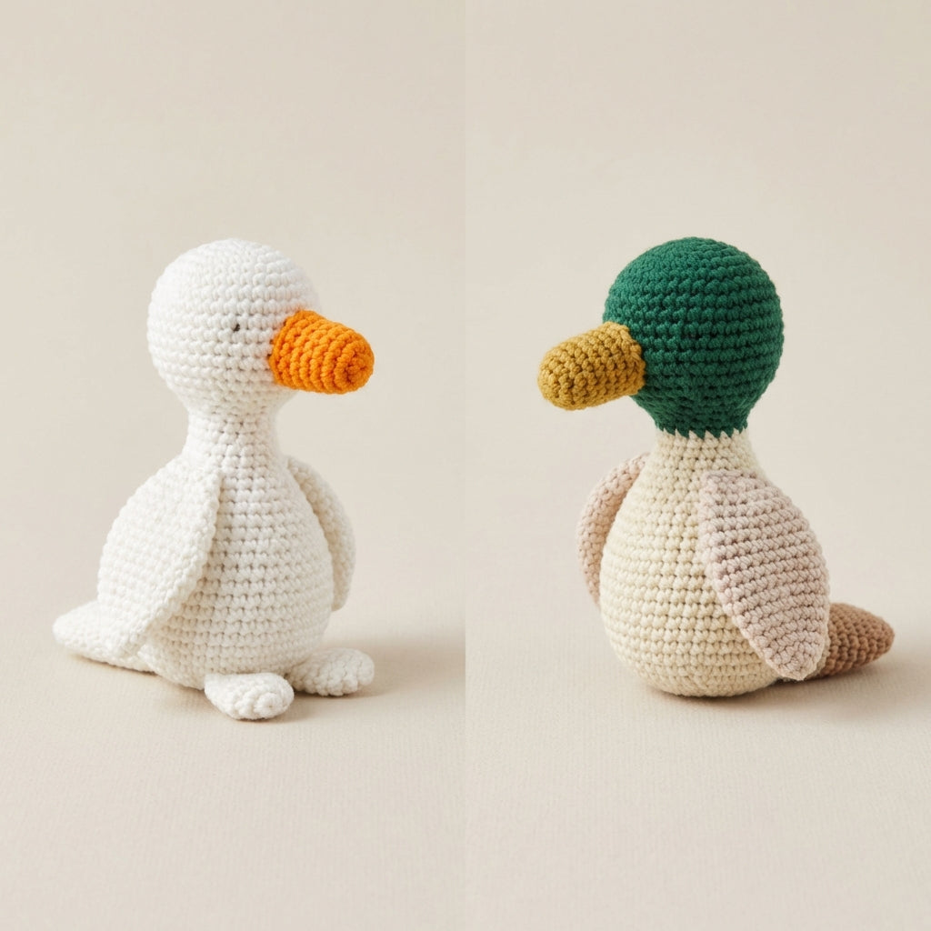 Goose and Mallard Resting Birds Crochet Pattern Bundle Image