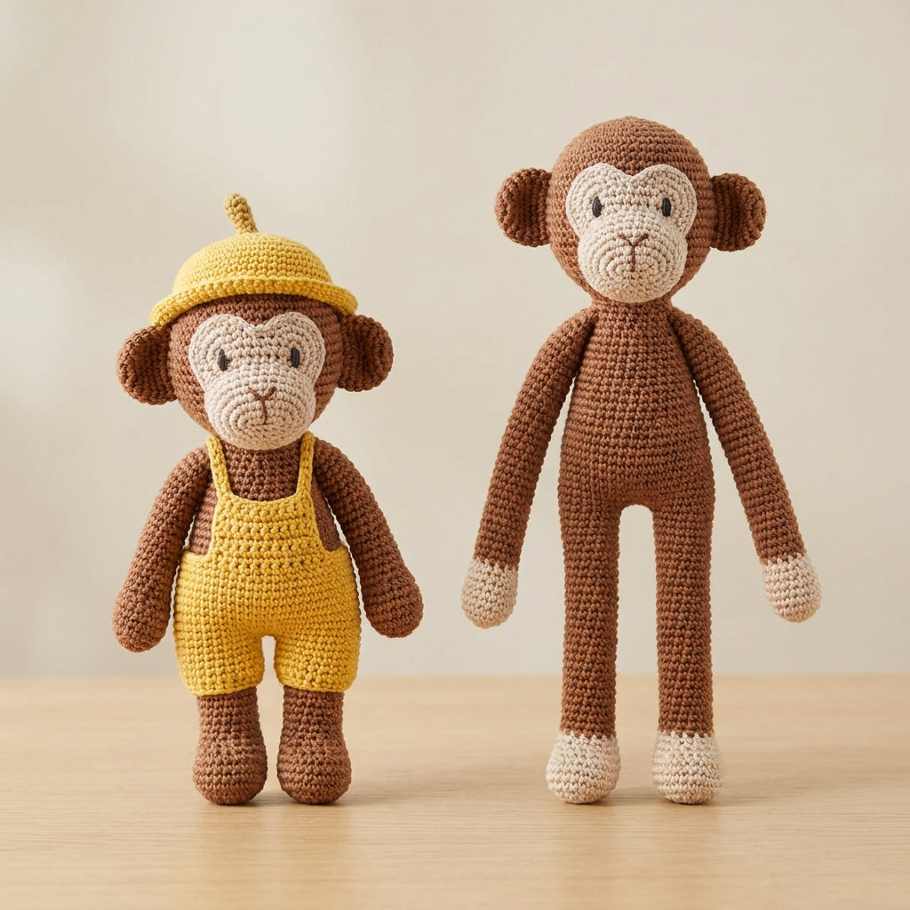 Greta & George Monkey Amigurumi Crochet Pattern Bundle Image