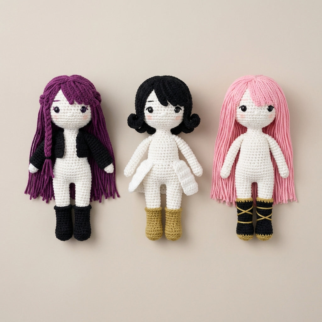 K-Pop Hunter Trio Crochet PDF Pattern Bundle Amigurumi Image