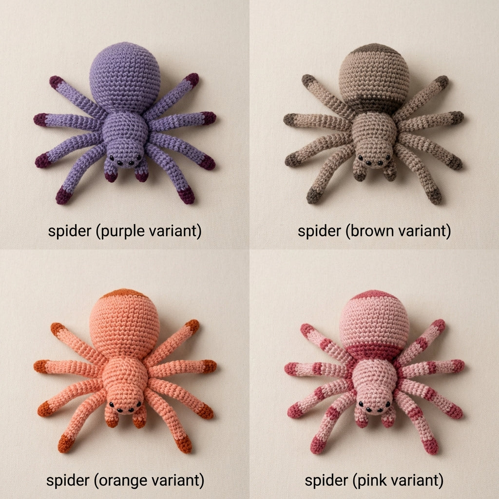 Little Spider Set Crochet Pattern Bundle - 4 Mini Spiders Image