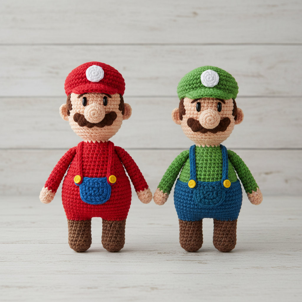 Plumber Brothers Crochet Pattern Bundle PDF (2 Amigurumi) Image